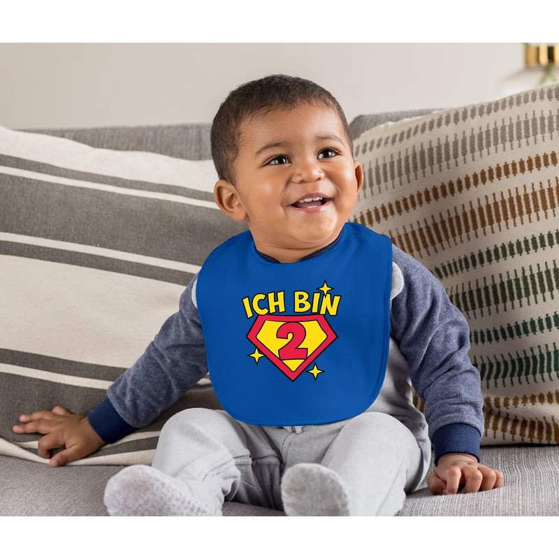 MoonWorks® Baby Bib 1st and 2nd Birthday Superhero Gift Funny