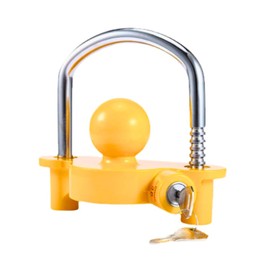 Tropchou Trailer Camper Anti-Theft Coupler Lock Hitch Ball with Key Towing (Yellow)