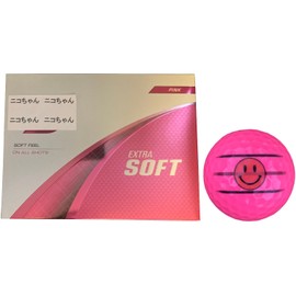 【ハピラキ_ゴルフライン】 ブリヂストン エクストラソフト EXTRA SOFT 2025年モデル ライン入り (ピンク１ダース_ニコちゃん)