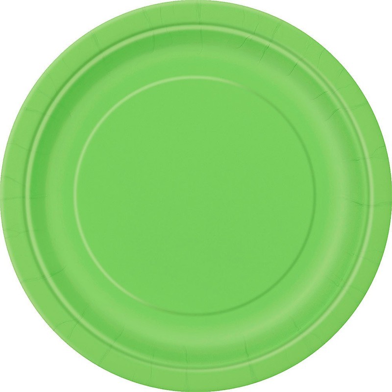 Lime Green Solid Round Dessert Paper Plates - 7" (Pack