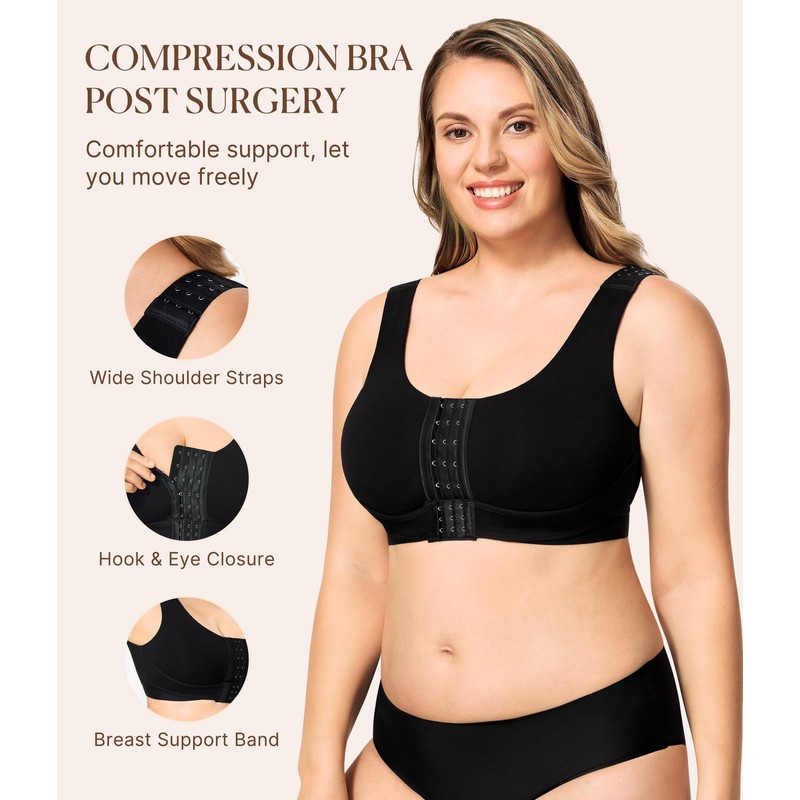 BRABIC Front Closure Bras for Women Post Surgery Compression Mastectomy