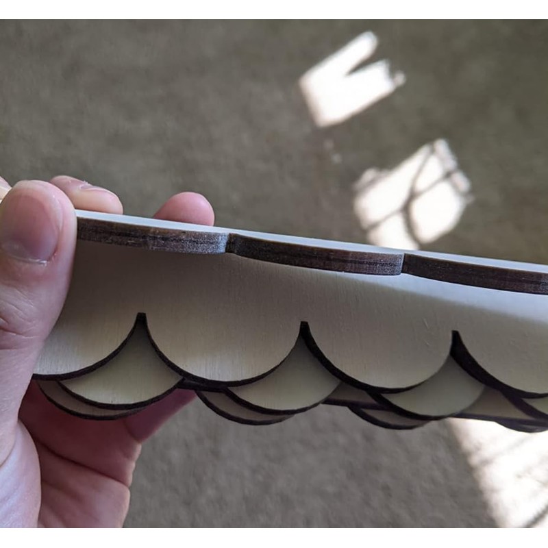 5 Pack of 12 Inch Unfinished Wooden Scalloped Moulding Trim