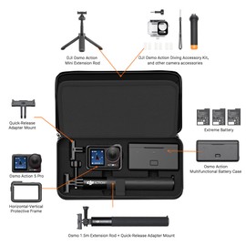 CYNOVA DJI Osmo Action Carrying Bag for DJI Action 5 Pro/DJI Action 4, PU Storage Protective Bag for DJI Osmo Action 5 Pro Adventure Combo Accessories/DJI Osmo Action 4 Adventure Combo Accessories