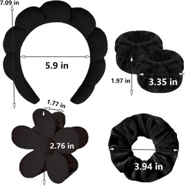 Spa Headband for Washing Face or Facial, Blue 6 Skincare Headbands Set Puffy Makeup Headbands for Washing Face, Mask, Skin Treatment (Black, One size)