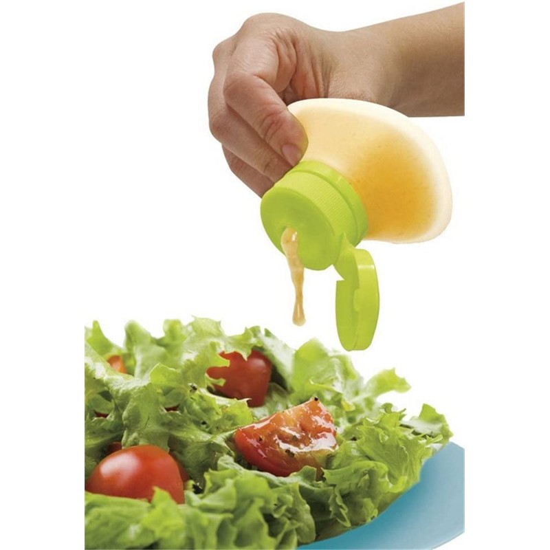 DobryDom 3 Packs Portable Salad Dressing Containers, Silicone Squeeze Bottle