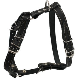 Real Leather Dog Walking Harness Medium Black, 21" - 26" Chest