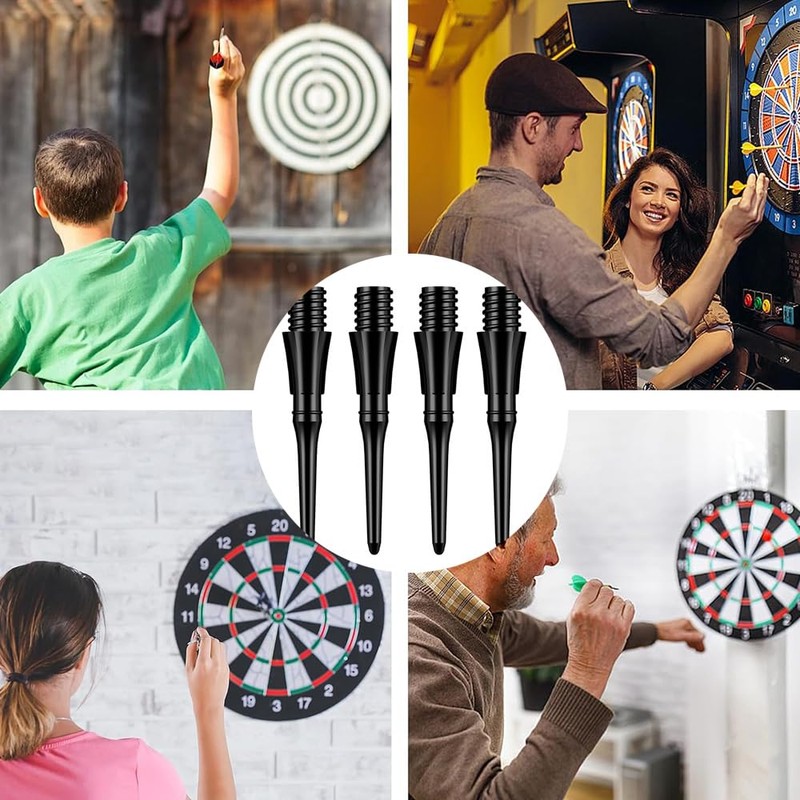 200 x Black Plastic Dart Tips 2BA Thread 25mm Length