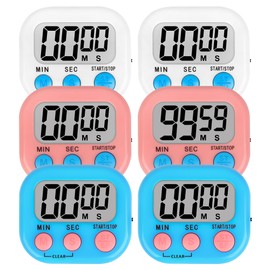 ZILLEN 6 Pack Kitchen Timers for Cooking Digital Classroom Timers for Teachers Kids, White Blue Pink