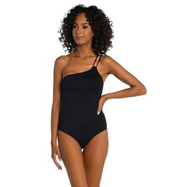 La Blanca Women's Standard Island Goddess Shoulder Mio One Piece Swimsuit, Black, 12