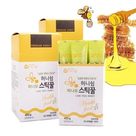 Honeyshimm (강원양봉)강원양봉 프리미엄 피나무 스틱꿀 (15gx30개입)x3박스 (Gangwon Beekeeping) Gangwon Beekeeping Premium Linden Stick Honey (15g x 30 pieces) x 3 Boxes