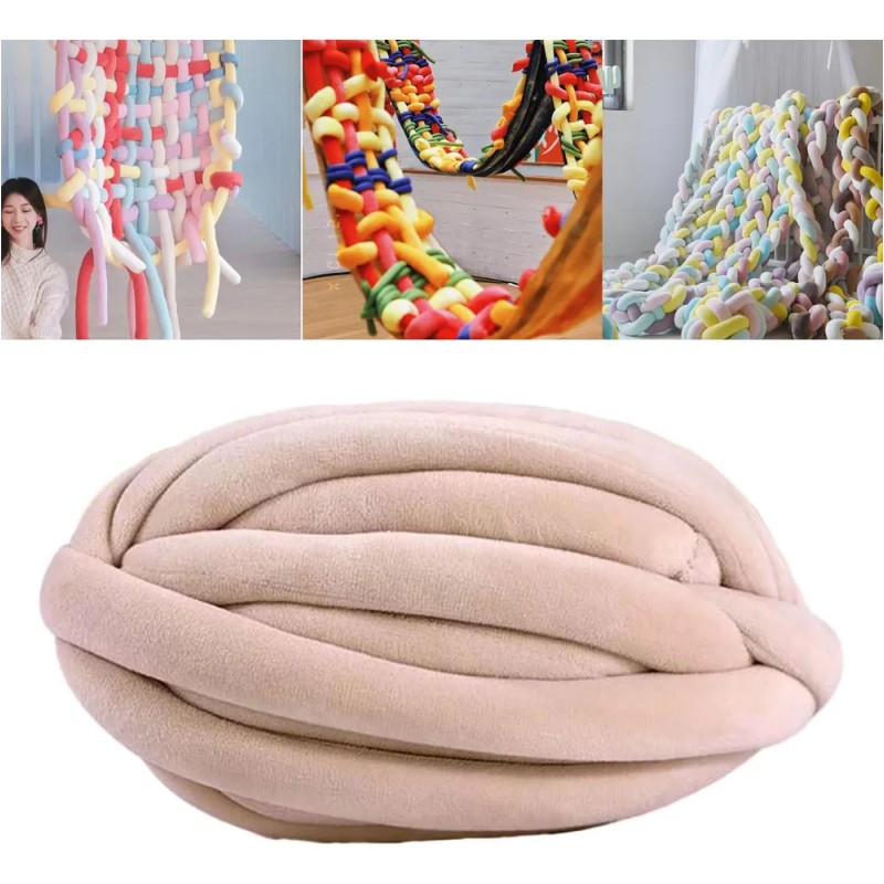 Hilo Grueso, Hilo Tubular Gigante Para Tejer Con Beige
