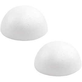 Crafjie 2PCS 8 Inchs White Foam Balls Half Round Polystyrene Half Foam Balls Craft Supplies Hemispherical Christmas Craft Ballfor DIY Home Craft Project and Art Decoration