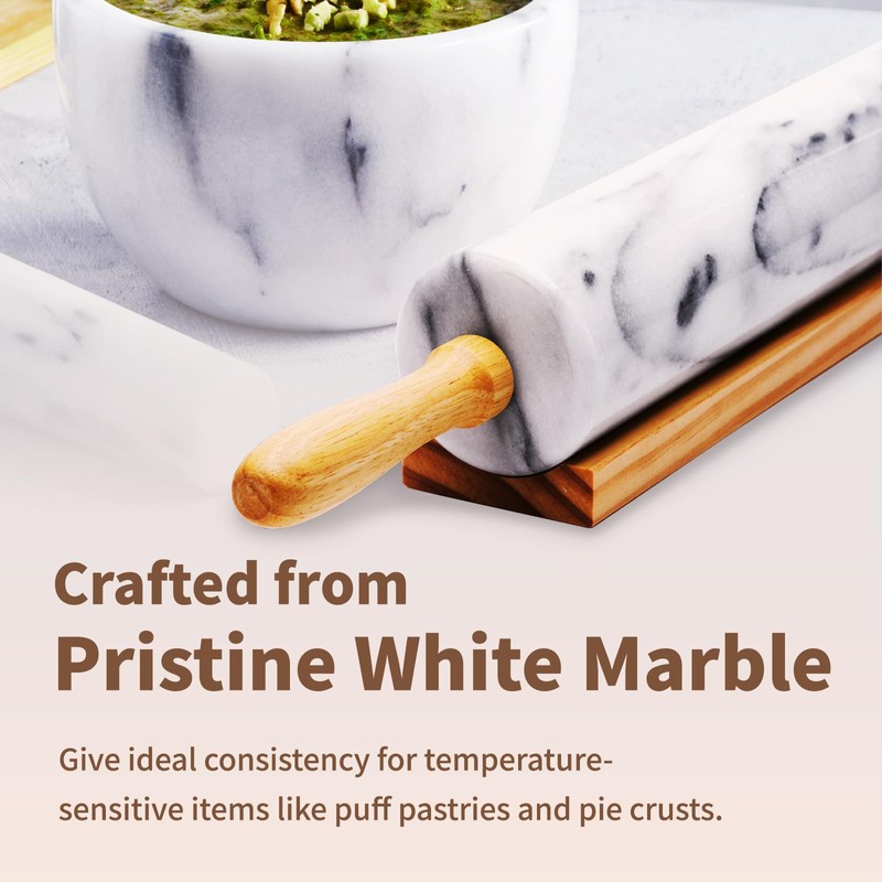 LIUHER Marble Rolling Pin with Holder