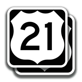 The Decal And Sticker Mafia U.S. ROUTE 21 DECAL 2 Stickers Road Sign Bogo Highway Car Truck Bumper Window - 3"W x 3"H