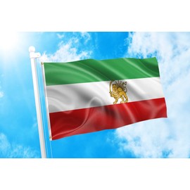 DMSE Old Historic Iran with Lion Crown Post-Constitutional Revolution Flag 3X5 Ft Foot 100% Polyester 100D Flag UV Resistant (3' X 5' Ft Foot)