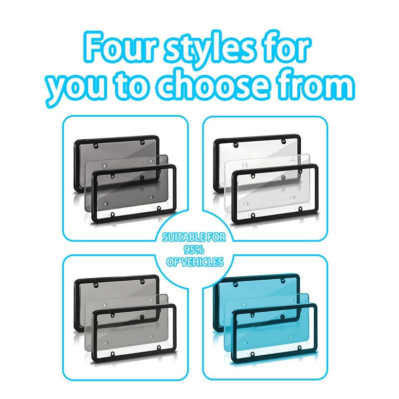 TSUGAMI Car License Plate Covers, 2PCS Vehicles License Frame Shield
