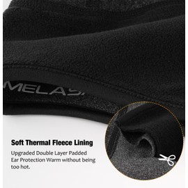 MELASA Winter Helmet Liner Skull Cap for Men Women, Thermal Beanie Fleece Lined Ear Warmers Cycling Cap with Glasses Holes, Fit Under Helmet Brown