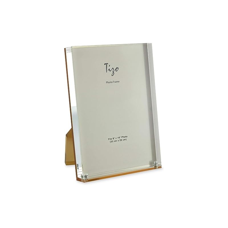 Tizo 8" X 10" Acrylic Crystal Clear Photo Frame, Gold