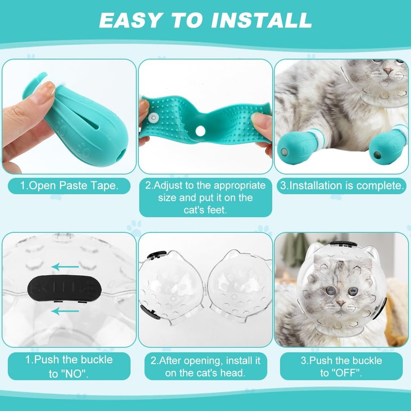 Velarionna Cat Muzzle for Grooming, Adjustable Breathable Transparent Cat Astronaut