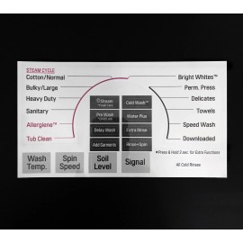 LG Model WM3670HWA Washer Sticker Sheet Labels / Decals for entire Control Panel