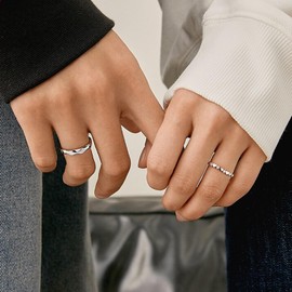 Hoisy Engagement Rings Pair Ring Adjustable 925 Engraving I Love You Partner Rings Nickel-Free Valentine's Day Adjustable, stone, Cubic Zirconia