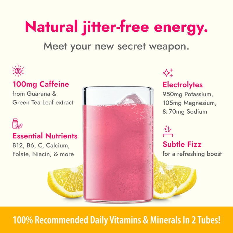 Zipfizz Daily Energy Drink Powder, Pink Lemonade, 20 Pack |