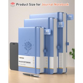 Smarpau Lined Journal Notebook - A5 Hardcover Journal 320 Pages 100gsm Thick Lined Paper for Writing, Leather Notebook Notepad for Women Men School Office - 14.5 x 21cm, Light Blue