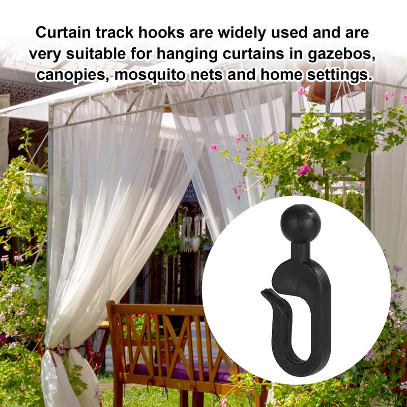 36pcs Plastic Hooks for Gazebo Curtains, Black Gazebo Hooks Multi-Purpose