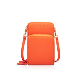 NICOLE&DORIS Small Crossbody Shoulder Bag Women Leather Purse Handbag Girls Wallet Cell Phone Purses Passport Bag Orange