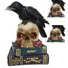 Raven Crow Perching On Skull With LED Eyes And Spell