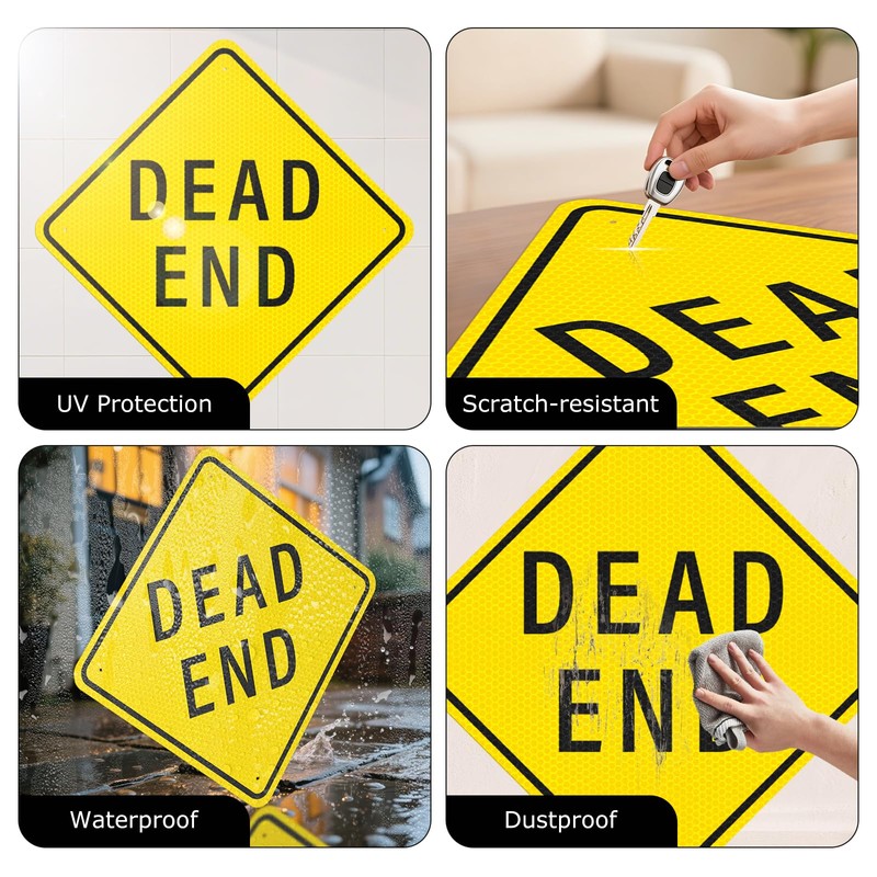 Anobell Dead End Sign 24 x 24 Inches Reflective Aluminum