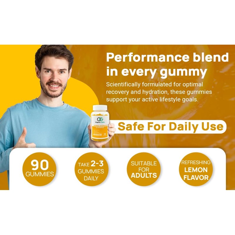 OG Amino Hydrate Gummies – Lemon Flavored BCAAs (4500mg), L-Glutamine