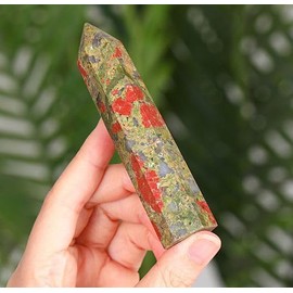 GUJOXILA GUJOXILA 9-10cm Unakit Gro? Kristalle Turm Heilstein Bergkristall Stein Kristall Edelsteine Stab Trme Hexagonal Punkt St?be Punktstab Heilung Meditation Energie Reiki