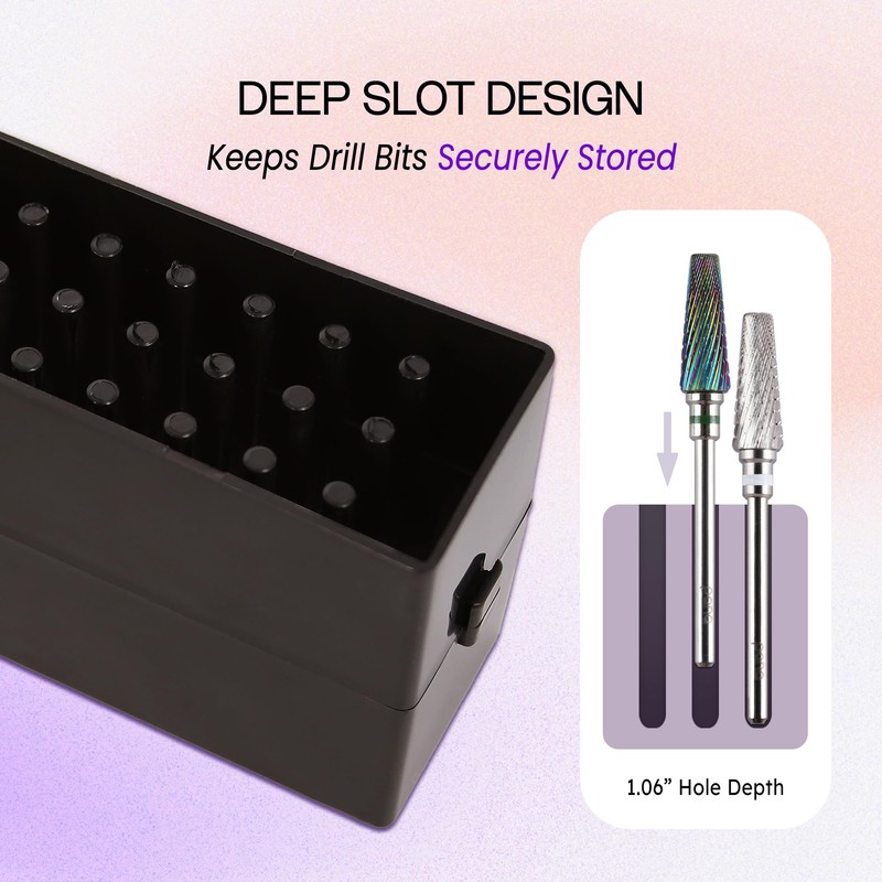 PANA Rectangle Nail Drill Bit Holder Display Organizer Case -