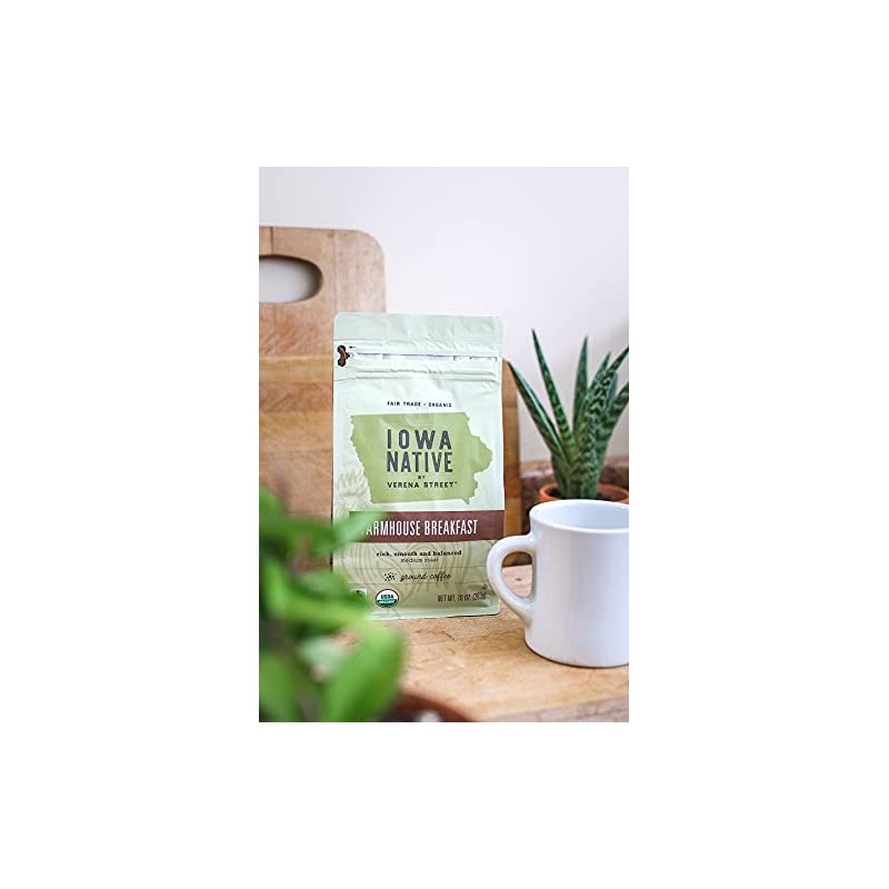 Iowa Native Fair Trade Organic 10 Ounce Ground Coffee, Farmhouse