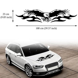 AuMoHall Flying Eagle Flame Graphics - Pegatinas universales para capó de coche, autocarreras, pegatinas autoadhesivas de vinilo para decoración de coche, camión, 39.5 x 9.1 pulgadas, color negro