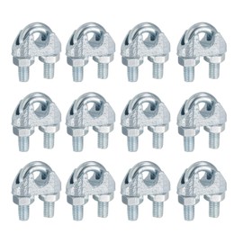 sourcing map 12 Pcs M8 Steel Wire Rope Clip Clamps, 5/16" Wire Rope U-Bolt Cable Clamps Saddle Fastener FOR Wire Rope Rigging Tent Rope Guardrail System