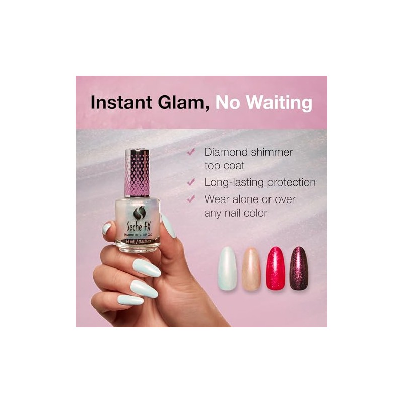 Seche Top Coat Efecto Diamante Pink 14.8ml