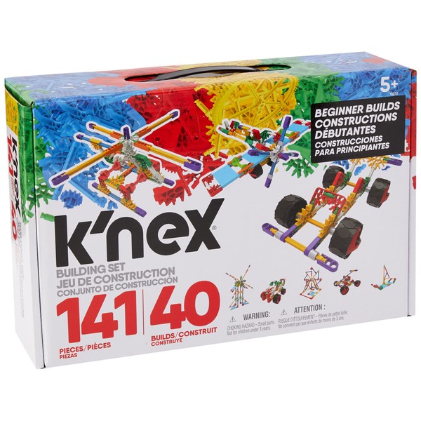 K'nex Beginner 40 Model Building Set - 141 Parts - Ages 5 & Up - Creative Building Toy, Multi, 141 K'NEX Parts and Pieces,Includes Instruction Booklet