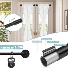 HTZON Black Magnetic Curtain Rod for Door:Magnet Curtain Rods for Classroom Whiteboard,Small Adjustable Magnetic Towel Bar,Tool-Free French Magnet Pole with Leather Protective Cover No Drilling 16-28"