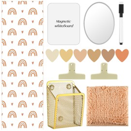 Newtay 14 Pcs Locker Accessories Kit Back to School Essentials Include Wallpaper, Magnetic Mirror, Whiteboard, Dry Erase Pen, Carpet, Magnetic Pen Holder, Clips, Magnets for Locker Decorations(Heart)