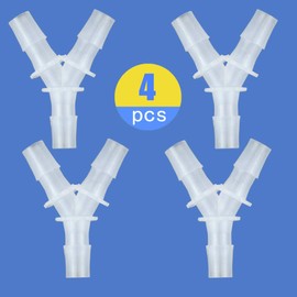 Quickun 1/4" Hose Barb Fitting Equal Barbed Y Shaped 3 Way Plastic Joint Splicer Mender Adapter Union for Air Line Tubing Pipe (Pack of 4)