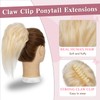 TESSHAIR Short Claw Clip Ponytail Extension, Messy Bun Hair Piece,100%