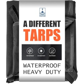 YUFYIG 5x5Ft Waterproof Canvas Tarp Black，Heavy Duty Multipurpose Oxford Tarpaulin Cover for Canopy Tent, Roof, Boats, Pool, Woodpile, Robust, Rip & Tear Proof, 20mil