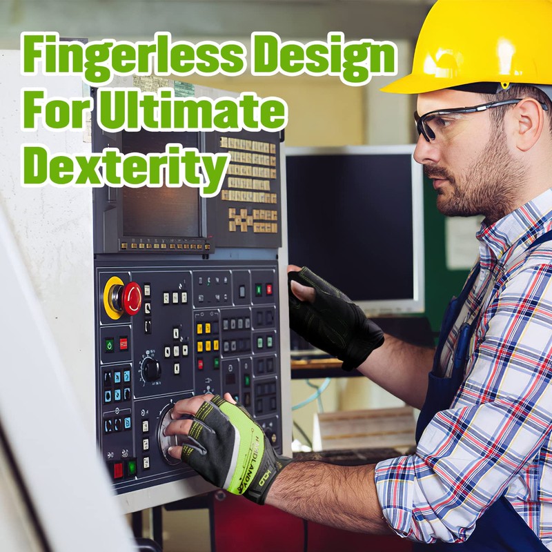 Fingerless Work Gloves for Men,Framer Driving Working Gloves,All-Purpose,Performance Fit, Breathable,Durable