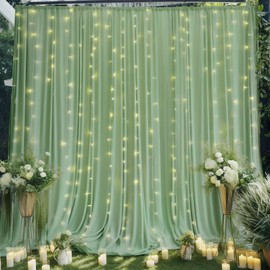 10ft x 7ft Sage Green Backdrop Curtain for Wedding Baby Shower Wrinkle Free Backdrop Drapes Panels for Parties Bridal Shower Birthday Photo Photography Polyester Fabric Background Decoration