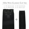 WENNALIFE Clip in Hair Extensions, 150g 16 Inch 9pcs Jet