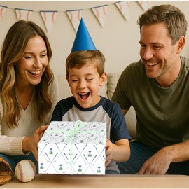 WAPLIGHAL Golf Wrapping Paper for Kids Men - Blue Golf Club and Ball Design - 28 x 40 Inches - Perfect for Birthdays, Holidays, and Father’s Day