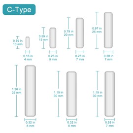 stonylab Magnetic Stirring Rod Set, 8-Piece PTFE Coated Magnetic Stirring Rod Set with Tweezers, Various Sizes for Laboratory Use, C-Type