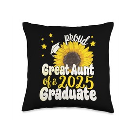 Great Aunt of a 2025 Graduate 25 Senior Graduation Sunflower Throw Pillow